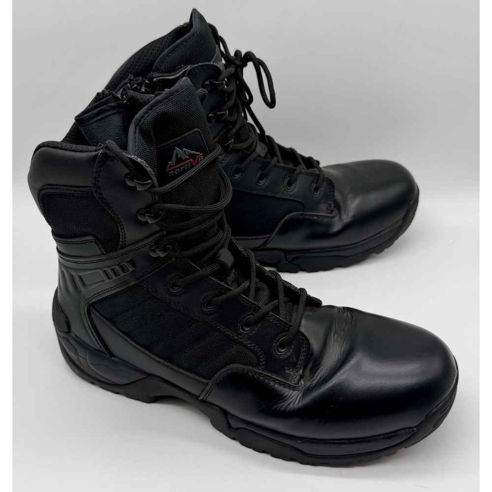 NORTIV 8 Tactical Boots Men's Black Leather Lace Up Work Boots Size 13